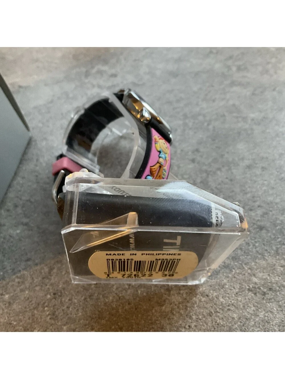 Timex Kids Watch T72622 Round Flower Pink Purple Dial Silvertone 3D Poly Band A1